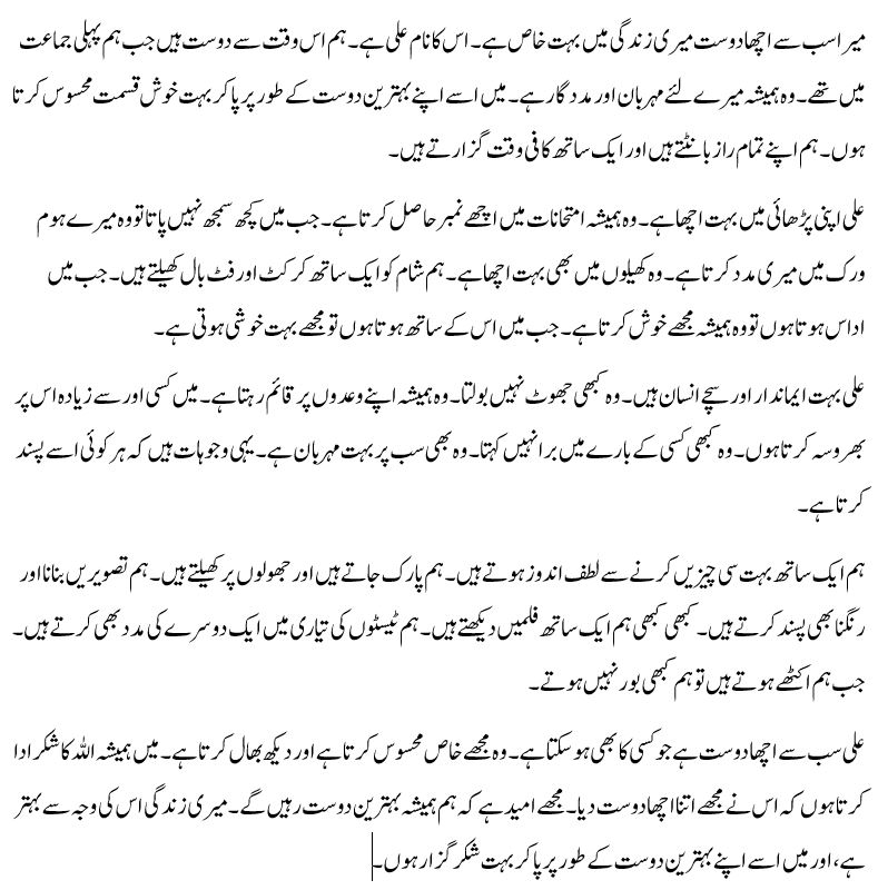 My Best Friend Essay in Urdu