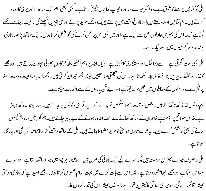 My Best Friend Essay in Urdu