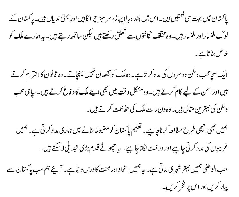 Hubul Watni Essay in Urdu