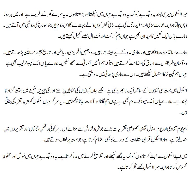 essay on school life in urdu