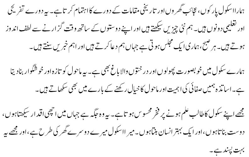mera school essay in urdu
