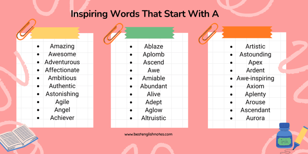 Inspiring Words that Start with A